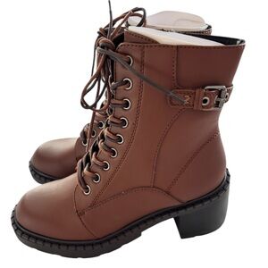 NWT Zodiac Brown Paxton Lace-Up Vegan Leather Boots SZ 7 M